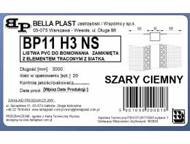 Listwa do boniowania PVC z siatką BP11 H3NS L300 szary ciemny BELLA PLAST