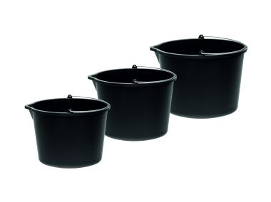 Zdjęcie: Wiadro budowlane z tworzywa sztucznego z lejkiem, kolor czarny, 20 litrów STELLA GREEN