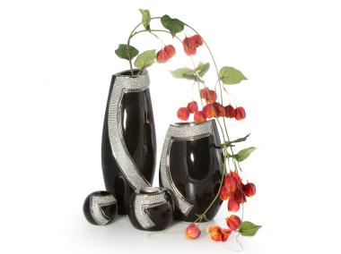 Zdjęcie: Wazon Nelda 19x14x28 cm czarno-srebrny EUROFIRANY