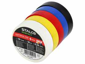 Taśma izolacyjna PVC 0,18 mm x 19 mm x 18 m mix 5 kolorów STALCO PERFECT