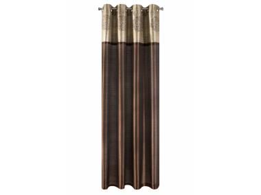 Zdjęcie: Zasłona Eliza 140x250 cm brązowo-złota na przelotkach EUROFIRANY