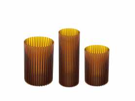 Zestaw wazonów Nemo, 3 sztuki, miodowy transparentny LAMELA