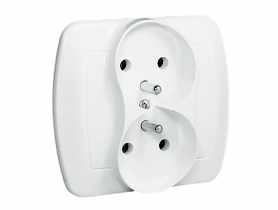 Gniazdo podwójne z uziemieniem AGZ2 białe ECOLINE