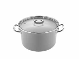 Garnek emaliowany Primario z pokrywką 16 cm - 1,9 L prosty szary EMALIA PLESZEW