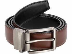 Pasek do spodni skórzany dwustronny czarno-brązowy 120 cm LAHTI PRO