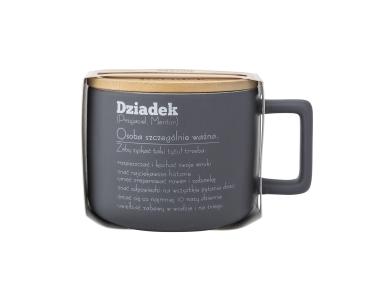 Zdjęcie: Kubek prosty 400 ml z bambusową pokrywką dekoracja Dziadek przyjaciel, mentor ALTOM DESIGN