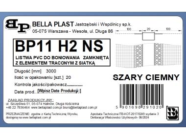 Zdjęcie: Listwa do boniowania PVC z siatką, zamknięta BP11 H2NS L300 szary ciemny BELLA-PLAST