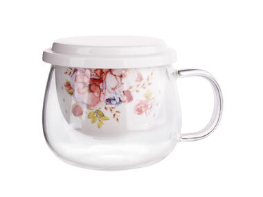 Zdjęcie: Kubek szklany Scarlett z porcelanowym zaparzaczem i i pokrywką 220 ml ALTOMDESIGN