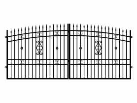 Brama dwuskrzydłowa Milena 4,00 m, 1,55-1,75 m, stal ocynk+RAL9005 POLBRAM