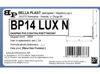 Zdjęcie: Listwa PVC okapnikowa, podtynkowa z siatką BP14 Lux N L250 biała BELLA PLAST