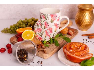 Zdjęcie: Kubek z zaparzaczem i pokrywką 340 ml dekoracja alstromeria ALTOM DESIGN