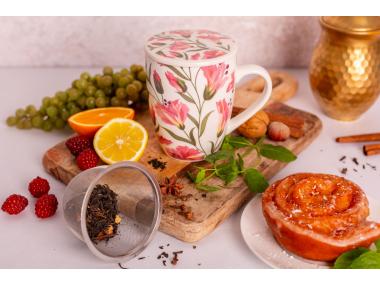 Zdjęcie: Kubek z zaparzaczem i pokrywką 340 ml dekoracja alstromeria ALTOM DESIGN