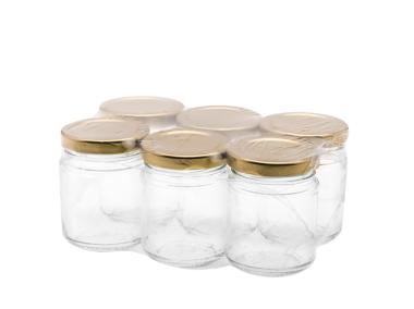 Zdjęcie: Komplet słoików Staś 135 ml - 6 szt. złota nakrętka FLORINA