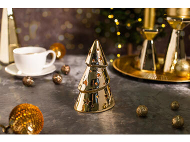Zdjęcie: Figurka porcelanowa Choinka na Tealight 10x7x15 cm złota ALTOMDESIGN