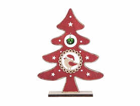 Figurka drewniana choinka z bombką 16,5x5x21,5 cm czerwona ALTOMDESIGN
