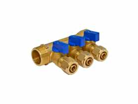 Rozdzielacz PEX 1 x 16 mm x 3 z zaworami do zimnej wody IDMAR