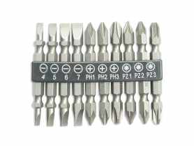 Zestaw bitów dwustronnych 65 mm SL4/5/6/7 PH 1/2/3 PZ 1/2/3 10 szt. DEDRA