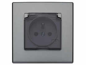 Gniazdo bryzgoszczelne Milano IP44 klapka dymna GPH-1LZ.IN inox POLMARK