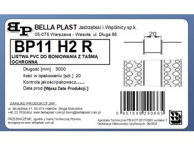 Zdjęcie: Listwa do boniowania PVC bez siatki BP11 H2R L300 biała BELLA-PLAST