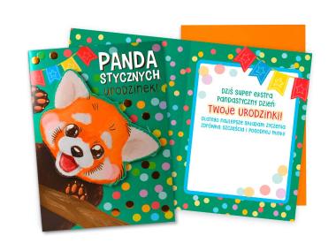Zdjęcie: Karnet DKP-055 Urodziny dziecięce - czerwona panda KUKARTKA