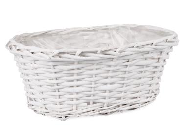 Zdjęcie: Koszyk wiklinowy do obsadzania 36x23x15 cm biały TIN TOURS