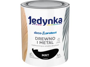Zdjęcie: Emalia akrylowa Deco&Protect drewno i metal mat czarny 0,7 L JEDYNKA