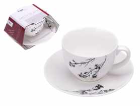 Filiżanka i spodek Misty black 240 ml z porcelany New Bone 91440 RAVI