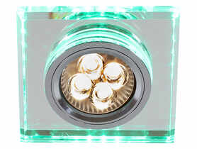 Oprawa stropowa kwadratowa GU10 50 W + LED SMD 2,1 W zielona CANDELLUX