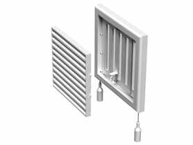Kratka wentylacyjna regulowana 188x188 mm z siatką i kołnierzem okrągłym 150 mm biała VENTIKA