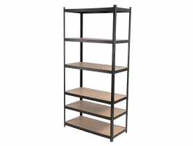 Regał metalowy wciskany, 6 półek, 222x110x50, 175 kg, czarny PROFIX