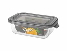 Pojemnik ze szkła żaroodpornego 370 ml prostokąt, wzór Grey, Keep it fresh DECOR