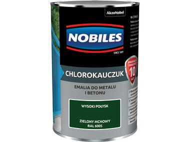 Zdjęcie: Emalia do metalu i betonu Chlorokauczuk zielony mchowy wysoki połysk 0,9 L NOBILES