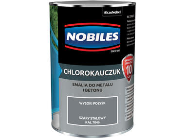 Zdjęcie: Emalia do metalu i betonu Chlorokauczuk szary stalowy wysoki połysk 0,9 L NOBILES