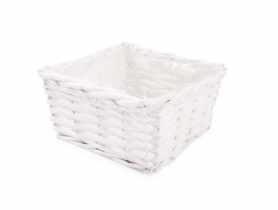 Koszyk osłonka na doniczkę 17x17x8 cm kwadratowy biały TIN TOURS