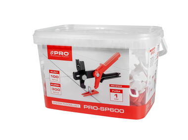 Zdjęcie: System poziomujący PRO-SP600 1mm klipsy/kliny 300/100 szt. wiadro 5 L PRO