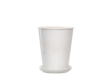 Zdjęcie: Donica szkliwiona mrozoodporna Palma 25x31 cm biała kropkowana FLOWERPOT