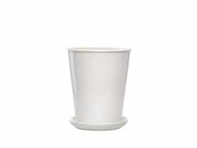 Donica szkliwiona mrozoodporna Palma 25x31 cm biała kropkowana FLOWERPOT