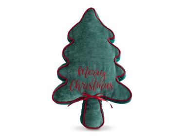 Zdjęcie: Poduszka welwetowa w kształcie choinki zielono-czerwona EUROFIRANY