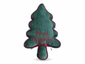 Poduszka welwetowa w kształcie choinki zielono-czerwona EUROFIRANY