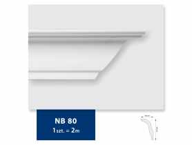 Listwa sufitowa z polistyrenu NB 80, 2 sztuki 200x6,7x4,0 cm biały DMS