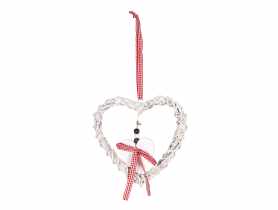 Serce wiklinowe z czerwoną tasiemką 20x2,3 cm TIN TOURS
