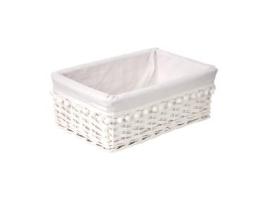 Zdjęcie: Koszyk biały z pomponami 36x27x16 cm ALTOMDESIGN