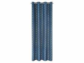 Zasłona ze złotym nadrukiem Cande 140x250 cm granatowo-złota na przelotkach EUROFIRANY