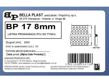 Zdjęcie: Listwa prowadząca PVC L250 8 mm biała BELLA PLAST