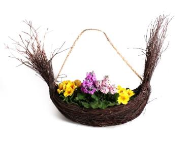 Zdjęcie: Kosz w kształcie gondoli z brzozy z folią 58x21x13/55 cm TIN TOURS