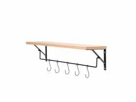 Półka ścienna z haczykami Ikona 60x15x12 cm metal czarny/MDF TS INTERIOR