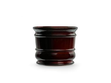 Zdjęcie: Doniczka ceramiczna z podstawką Beczka 14x15 cm brązowy połysk FLOWERPOT