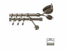 Karnisz podwójny Zeus fi 19 mm - 160 cm liść nikiel KARWEL
