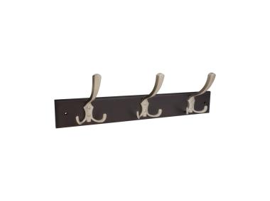 Zdjęcie: Wieszak 3 haczyki Celebes nikiel wenge 480x70 mm METRO