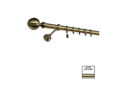 Zdjęcie: Karnisz pojedynczy Zeus fi 25 mm - 400 cm kula złoto KARWEL